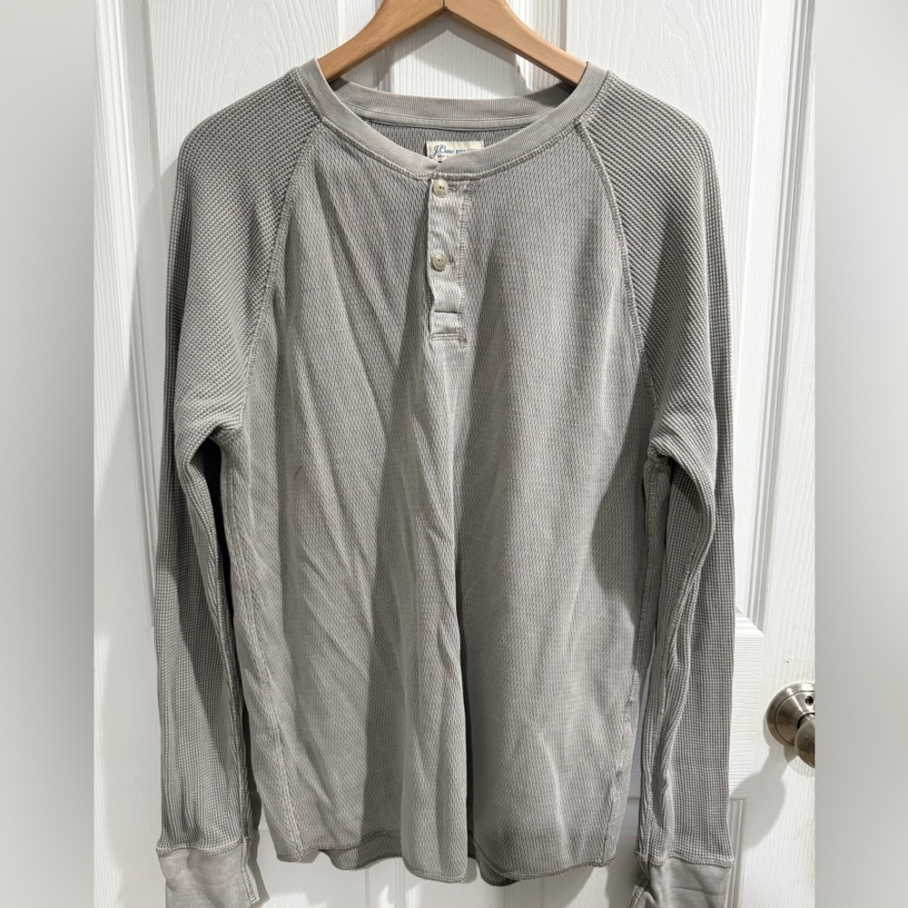 J. Crew Light Gray Long Sleeve Thermal Henley Dexter